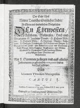 Der erste Theil Newer Teutscher Geistlicher Lieder ...