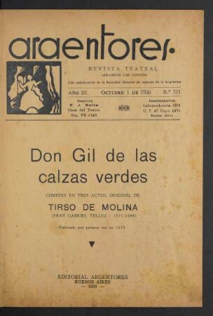 1936012100: Don Gil de la calzas verdes : comedia en tres actos