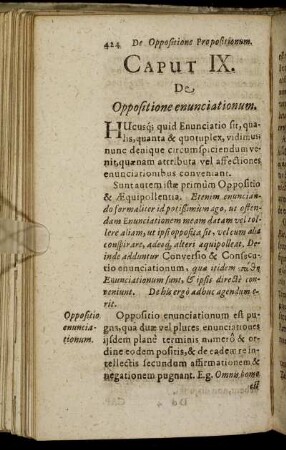 Caput IX. De Oppositione enunciationum.