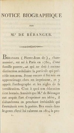 Notice Biographique Sur M.r De Béranger.