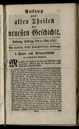 Anhang, Coburg, den 31. Dec. 1757