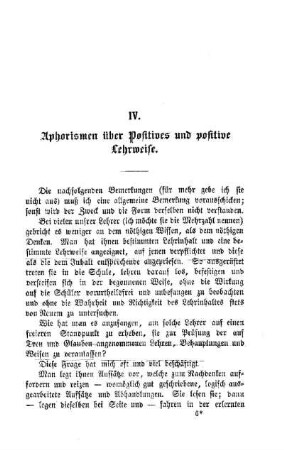 Aphorismen über Positives und positive Lehrweise