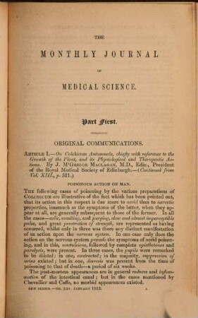 The Monthly journal of medical science. 5. 1852, Jan. - Juni