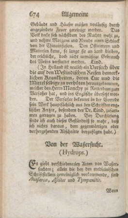 Von der Waßersucht. (Hydrops.)