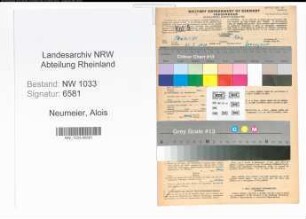 Entnazifizierung Alois Neumeier , geb. 31.07.1919 (Kaufmann)