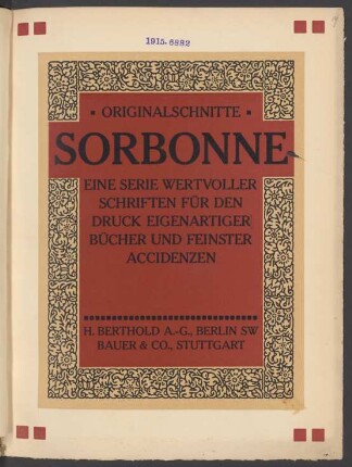 Originalschnitte Sorbonne : eine Serie wertvoller Schriften für den Druck eigenartiger Bücher und feinster Accidenzen