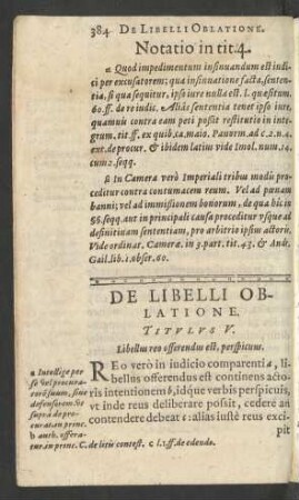 De Libelli Oblatione. Titulus V.