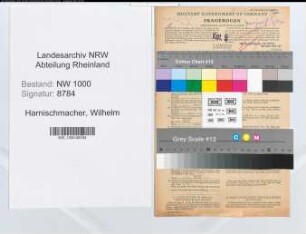 Entnazifizierung Wilhelm Harnischmacher, geb. 06.03.1899 (Hilfsdezernent)