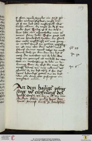 An dem hailigen pfingstag von eroffnung des hailigen Gaists, vnd wz er in vns wúrcke Ain schóne predig. Sant Bernharts: verteutst Durch Johannem Bittelschies