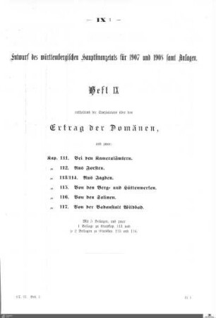 Hauptfinanzetat 1907-1908, Heft 9