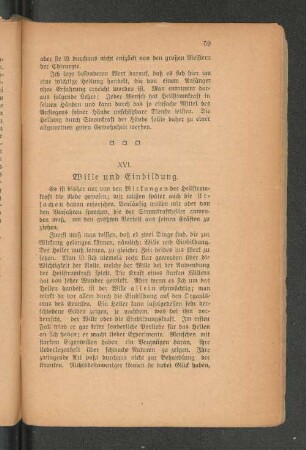XVI. Wille und Einbildung.