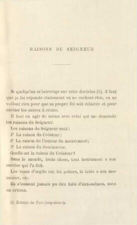 Raisons du Seigneur