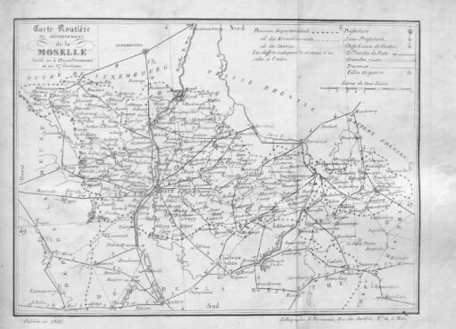 Carte routière du département de la Moselle.