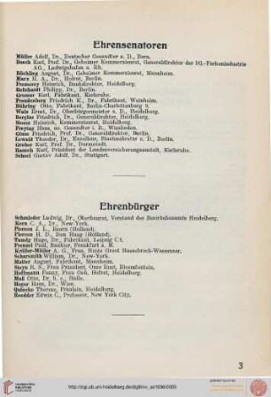 Ehrensenatoren, Ehrenbürger, Gesellschaft der Freunde der Universität Heidelberg