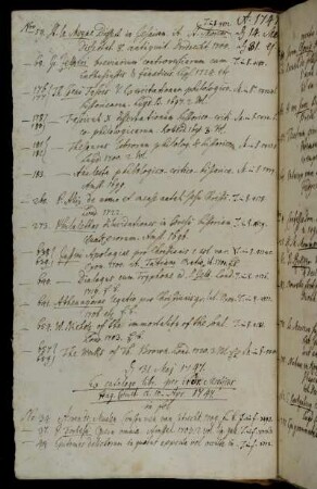 Ex catalogo libr. per Adr. Moetjens Hag. Comit. d. 10. Apr. 1747.
