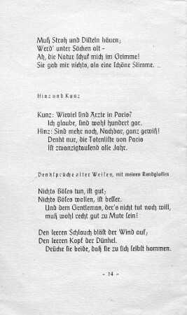 Denksprüche alter Weisen, mit meinen Randglossen