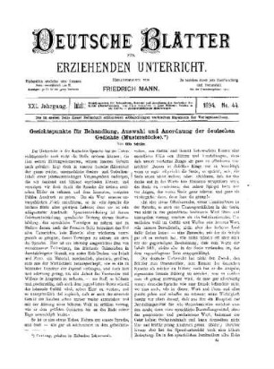 Gesichtspunkte für Behandlung, Auswahl und Anordnung der deutschen Gedichte (Musterstücke)