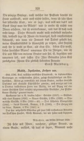 Malitz, Apollonius, Freiherr von