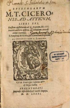 Epistolarvm M. T. Ciceronis Ad Atticvm Libri XVI