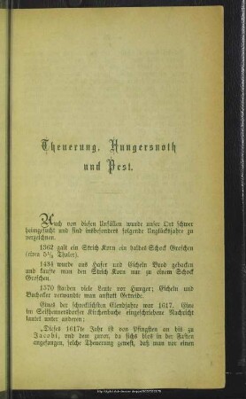 Theuerung, Hungersnoth und Pest