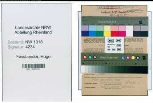 Entnazifizierung Hugo Fassbender , geb. 08.05.1909 (Handelsvertreter)