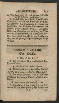 Funfzehnter Abschnitt. Vom Pabste