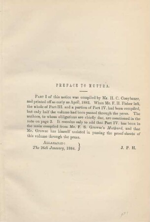 Preface to Muttra