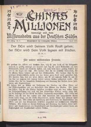 XIX. Jahrg. Nr. 4. April 1918