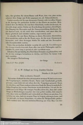 August Wilhelm von Schlegel an Georg Joachim Göschen, Dresden, 28.04.1796