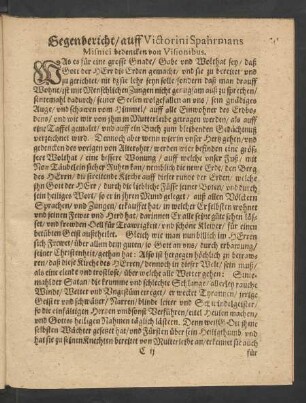 Gegenbericht/ auff Victorini Spharmans Misnici bedencken von Visionibus