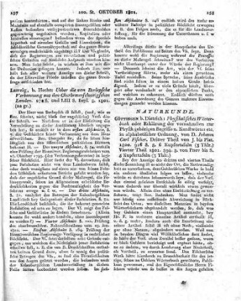 Göttingen, b.  Physikalisches Wörterbuch oder Erklärung der vornehmsten zur Physik gehörigen Begriffe u. Kunstwörter etc. in alphabetischer Ordnung, von D. Johann. Carl Fischer. Dritter Theil von J. bis Plat. 1800. 916 S. 8. 6 Kupfertafeln. Vierter Theil 1801. 894. 8. von Pnev bis S.. 5 Kupfertafeln