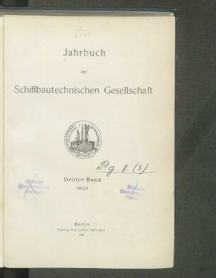 3.1902: Jahrbuch der Schiffbautechnischen Gesellschaft
