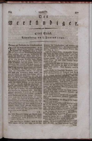 47tes Stück. Nürnberg, am 6. Junius 1797