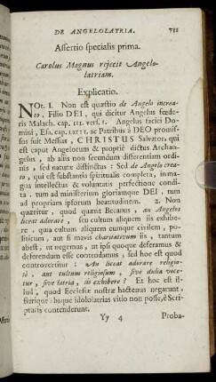 Assertio specialis prima. [...] rejecit Angelolatriam.