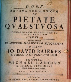 Zētēma theol. de pietate quaestuosa