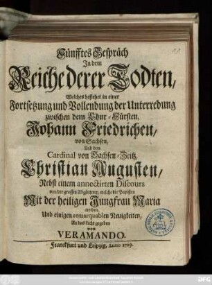 Gespräch 5: Gespräch Jm dem Reiche der Todten ...