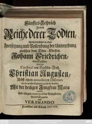Gespräch 5: Gespräch Jm dem Reiche der Todten ...