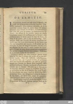 De L'Amitié.