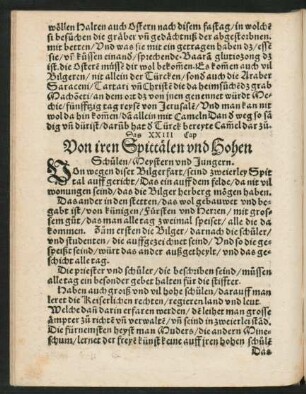 Das XXIII Cap Von iren Spittälen und Hohen Schulen/ Meystern und Jungern.