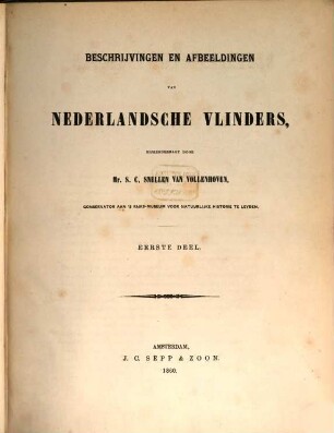 Beschrijvingen en afbeeldingen van nederlandsche vlinders. 1