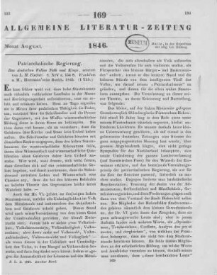 Fischer, L. H.: Des deutschen Volkes Noth und Klage. Frankfurt a. M.: Hermann 1845