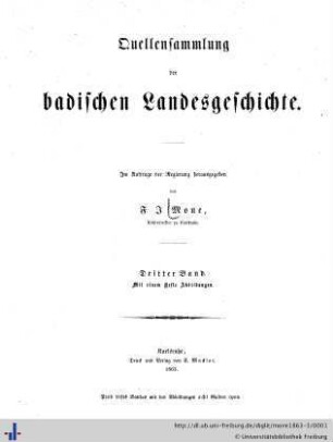 Band 3: Quellensammlung der badischen Landesgeschichte