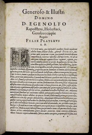 Generoso & Illustri Domino D. Egenolfo Rapolsteni, Hohenaci [...]