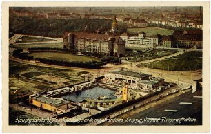 Hauptgaststätte Ausstellungsgelände mit Strandbad-Leipzig : Original-Fliegeraufnahme