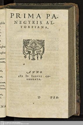 PRIMA PANEGYRIS ALTORFIANA.
