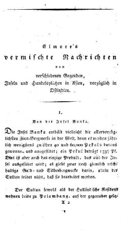1. Von der Insel Banka.