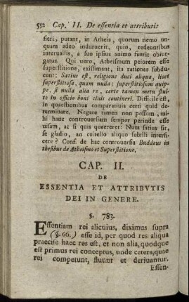 Cap. II. De Essentia Et Attributis Dei In Genere.
