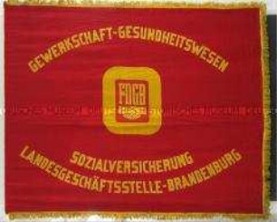 Fahne der Gewerkschaft Gesundheitswesen Sozialversicherung Landesgeschäftsstelle Brandenburg im Freien Deutschen Gewerkschaftsbundes