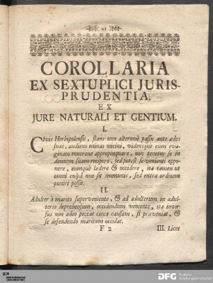 Corollaria Ex Sextuplici Jurisprudentia.