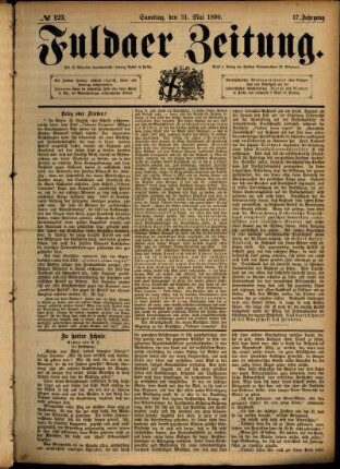 Ausgabe vom Samstag, den 31. Mai 1890.